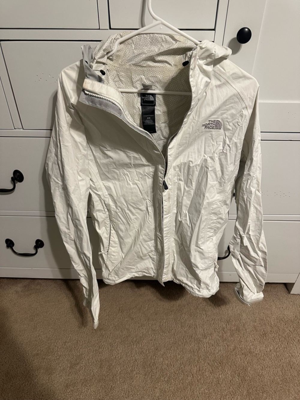 The North Face Women's White Hooded Rain Jacket